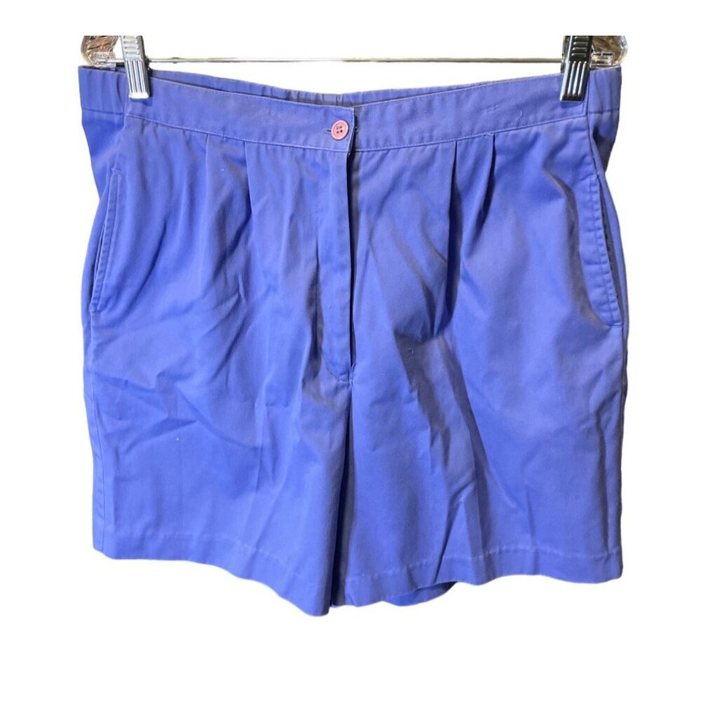 Alison Craig Purple Pleated Button Front High Waisted Shorts Sz 14